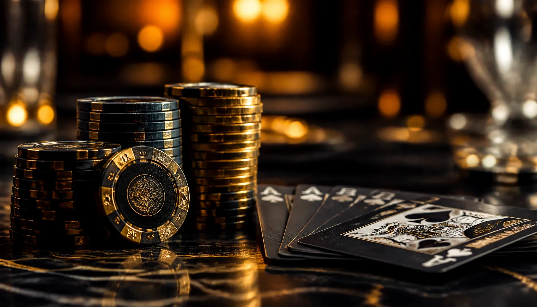Gleaming gold trophy on a dark velvet surface with warm cinematic lighting, luxury casino promotional image